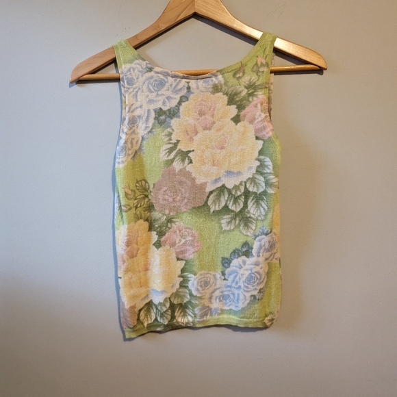 TSE Floral Cashmere Tank Top | Size Small - Picture 2 of 5